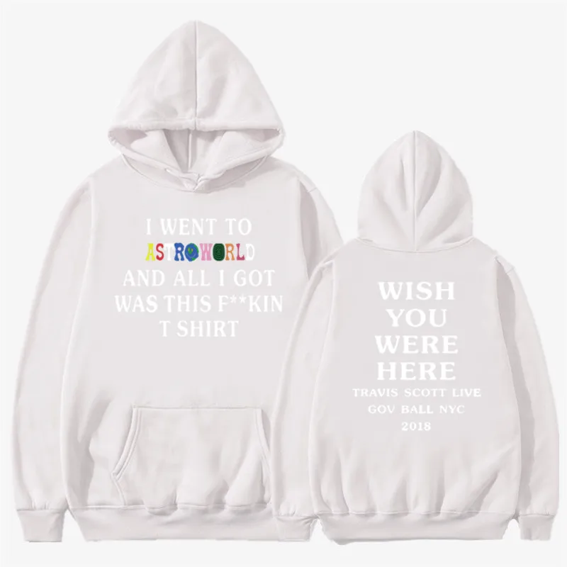 16white Новые мужские толстовки с изображением Трэвиса Скотта Astroworld WISH YOU WAS HERE Толстовка Мужская модная толстовка с текстовым принтом мужской/женский пуловер - Color: 16white