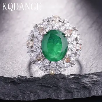 

100% Real 925 sterling silver Created Gemstone Emerald Ring Adjustable Size Vintage Fine Jewelry For Women Wholesale