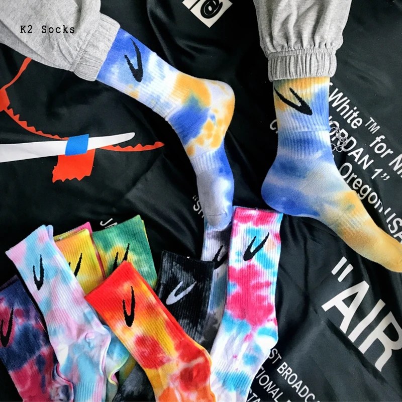 Мужские и женские носки 19 видов стилей Tie-dye в стиле хип-хоп | Женская одежда