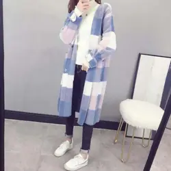 Клетчатое пальто средней длины из искусственного норка и кашемира, женский кардиган, осень и зима 2018, новый стиль, корейский стиль