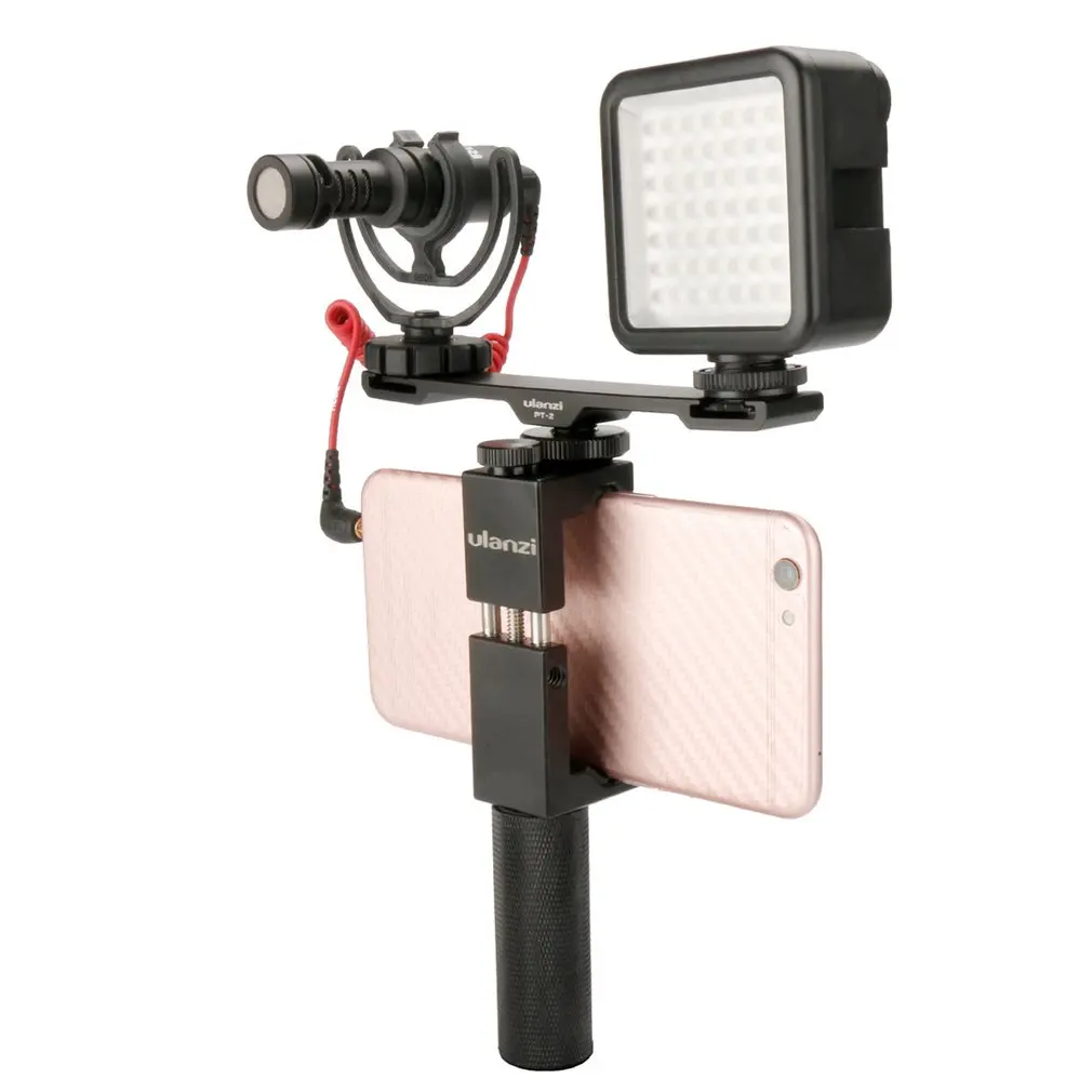 Ulanzi PT-2 Double Hot Shoe Mount Extension Bar Dual Bracket for DV DSLR LIGHT Microphone Accessories
