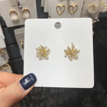 

MENGJIQIAO Korean Delicate Crystal Pearl Fireworks Elegant Cute Stud Earrings For Women Wedding Jewelry Oorbellen Accessories