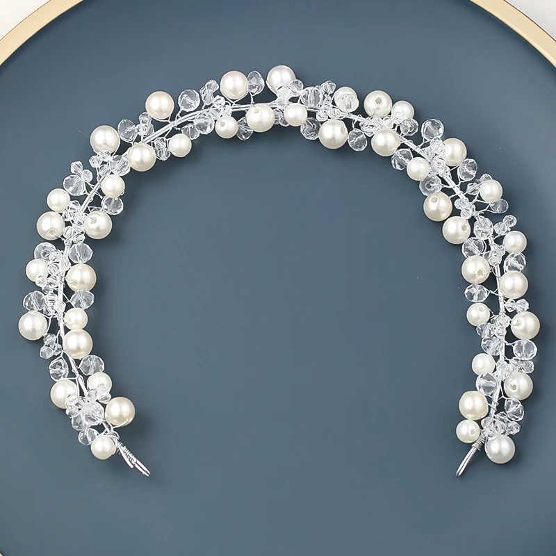 Женская повязка на голову с жемчужинами и кристаллами|tiara wedding|hair accessories tiarashair wear |