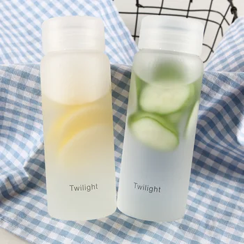 

420ml Ins Wind Frosted Glass Brief Portable Sports Water Bottle Large Capacity Bottle High Borosilicate Glass for Camping Hiking