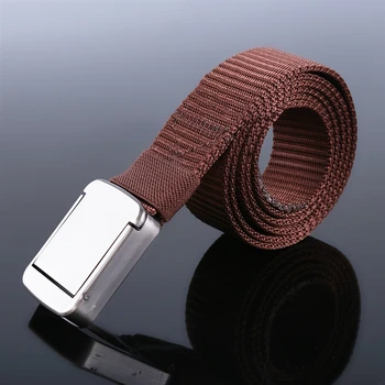 

Men and women automatic buckle smooth buckle nylon canvas slim belt tactics outdoor trousers students military training belts