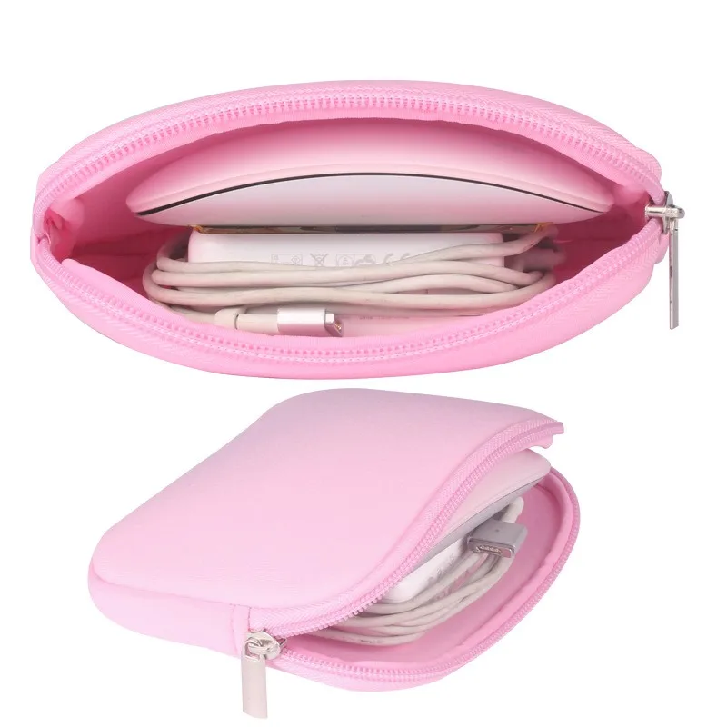 Портативный шикарный водонепроницаемый и мягкий яркий цветной милый ноутбук рукав адаптер ноутбука/корпус для мыши сумка для Macbook сумка - Цвет: Pink