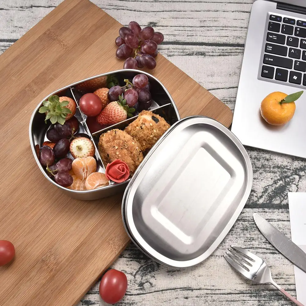 Нержавеющая сталь контейнеры для ланча снэк-упаковщик для бенто ланч бокс Коробки для обедов 1/2/3 отделения для фруктов и овощей