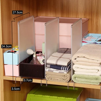 

4 Pcs PP Clothes Storage Stable Holders Bedroom Space Saving Bathroom Clip Wardrobe Closet Divider Shelf Wire Design Removable