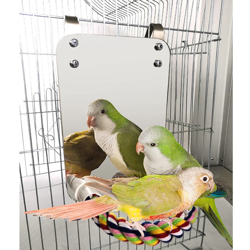 

Parrot Bird toy Climb Cotton Rope Chewing Bite Hanging Cage Swing Ladder Mirror toys Bird Stand Bar for Cockatiel Parakeet Bird Cage Accessories Supplies