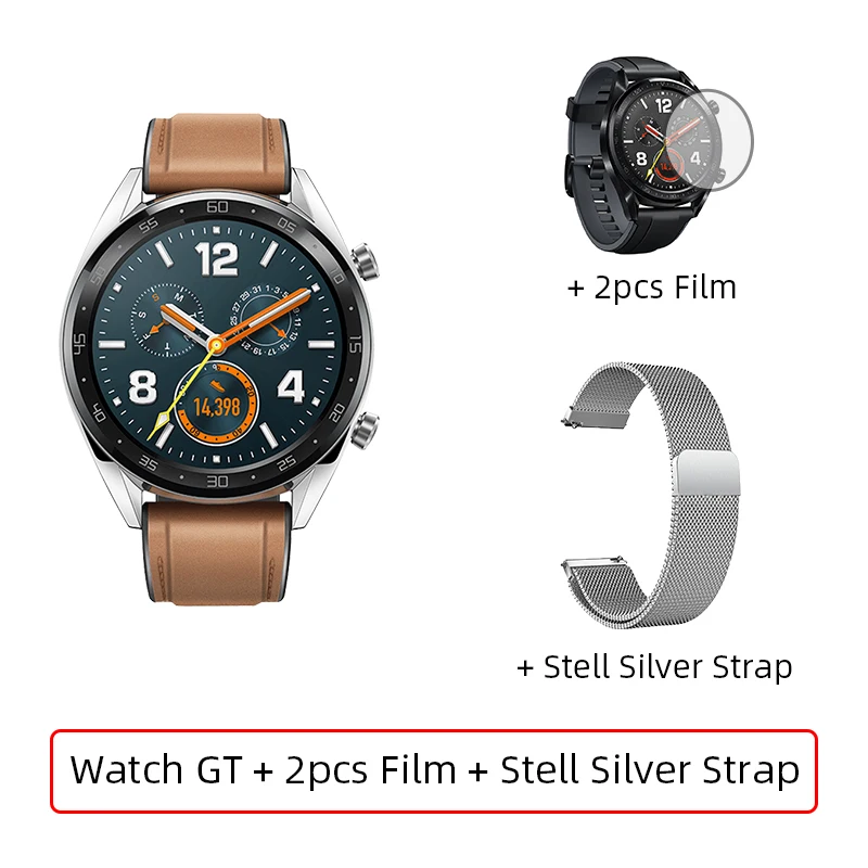 Add Silvertrap Stell Глобальная версия huawei Watch GT Смарт часы gps 14 дней Срок службы батареи 5 атм водонепроницаемый телефонный звонок частота сердечных сокращений для huawei P30 - Цвет: Add Silvertrap Stell