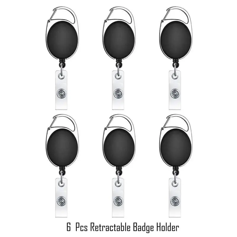 Выдвижной держатель Бейджа ID карты с зажимом катушки карабина(6x