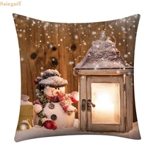 Singace Christmas Cushion Cover Polyester Sofa Car Cushion Cover Home Decor Christmas Pillow Case Car Decor 1021