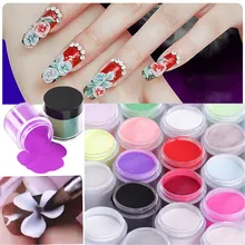 12/18/24 флэш-Neon Цвета акриловую пудру для нейл-арта, 3D DIY УФ-гель резьба пылевая конструкция отделочных материалов и наконечники