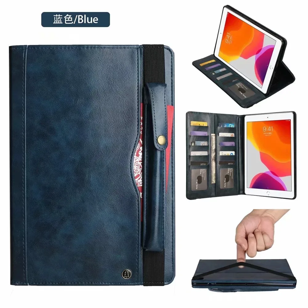 Синий Из искусственной кожи чехол для нового iPad 10,2 7-го поколения Магнитная подставка смарт-чехол для iPad 10,2 чехол с карандашом держатель+ пленка+ ручка - Цвет: Синий