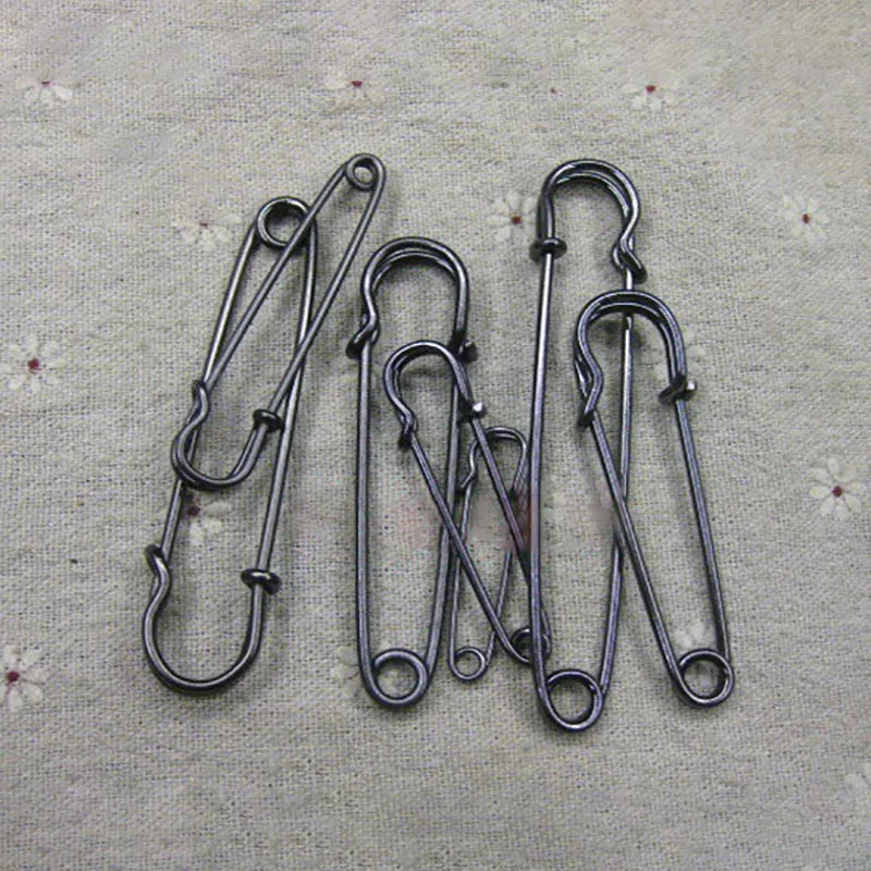 gun black Meetee 50pcs Pin Hook Buckle 27-102MM Length Metal Brooch Shawl Safety Pin for Clothing Handbag Hook Decoration Accessories - Цвет: gun black