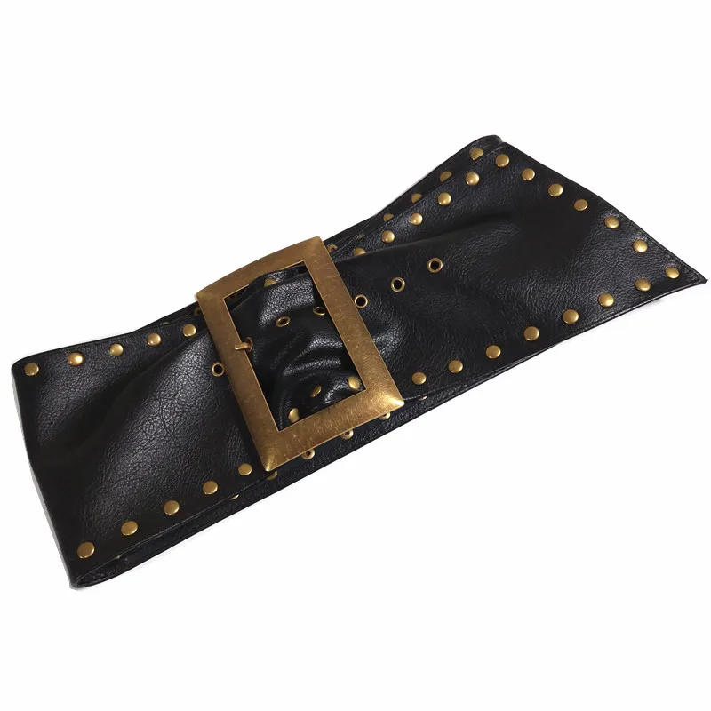 

Free shipping new fashion punk elastic waist belt width women crocodile pattern leather wide strap buckle s SW295