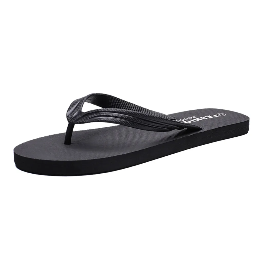 Мужские тапочки летние плоские мужские Соответствие цвета обуви Простые пляжные тапочки дикая одежда Нескользящие Вьетнамки Chanclas#5 - Цвет: Black