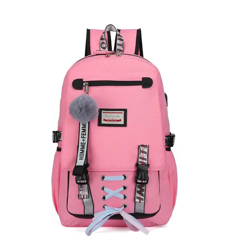 

2019 New Fashion Girls Casual Style Large Capacity USB Back Pack Rucksack Female Canvas Backpack Women School Bags