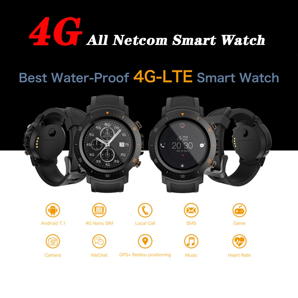 

New Arrival A4 4G Smart Watch 1.39' AMOLED GPS+BDS WIFI IP67 Heart Rate Smartwatch Android 7.1 Sport Fitness for iOS/Android