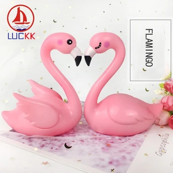 

LUCKK 10Pcs Pink Flamingo Plastic Model Cake Topper Accessories DIY Birthday Wedding Party Decor With LED Table Ornament Gifts
