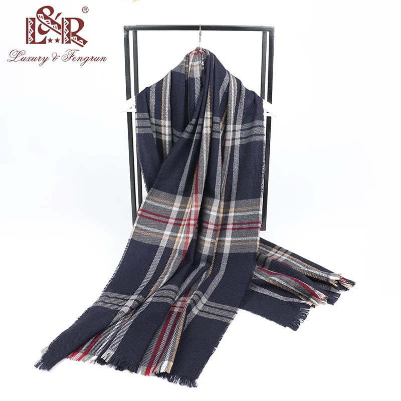 

Winter Men Scarf Women tassel lattice cashmere scarves thinker warm female shawl autumn long Couple wrap Unisex muffler hijab