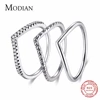 Modian-Anillo de 100% Plata de Ley 925 apilable para mujer, joyería sencilla y Popular, geométrica, dedo clásico, 2022 ► Foto 1/6