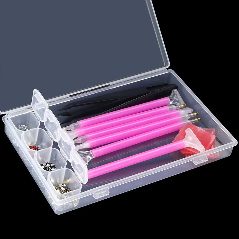 1 Set DIY Nail Art Tools Kit 5D Diamond Painting Rhinestones Pick Up Pen Storage Box Nail tools sets for Art Decoration H1032 5