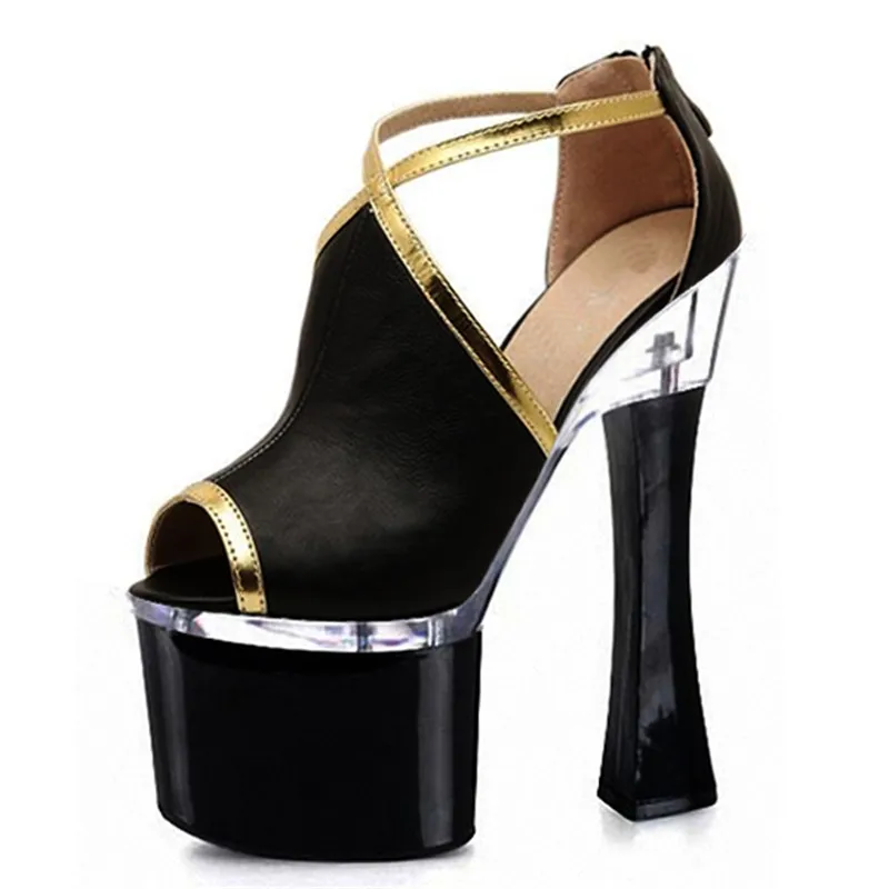 

Wholesale summer fashion high heels metal decoration thin heels peep-toe heels sandals 18cm