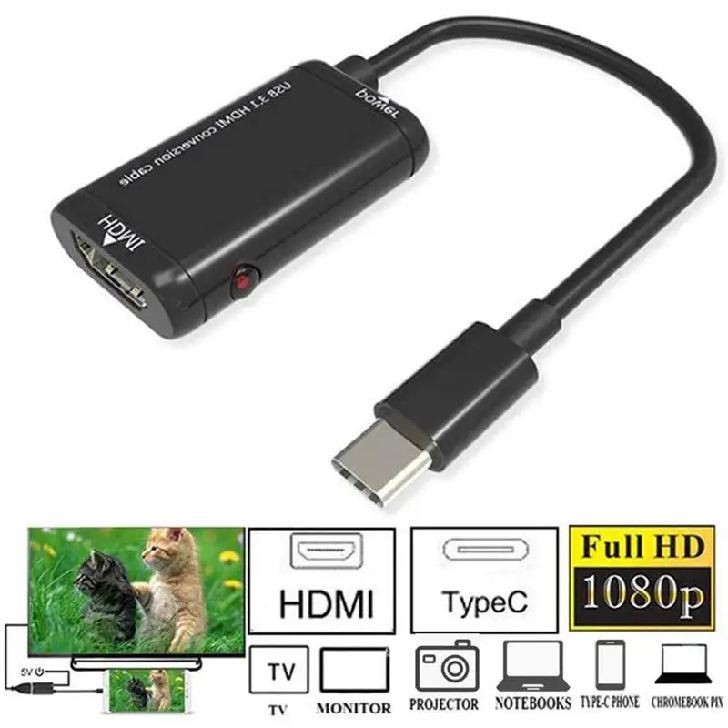 

USB 3.1 Type-C to HDMI Adapter Cable 1080P HD USB C to HDMI Converter HDTV Video Cable USB 3.1 Adapter Cable