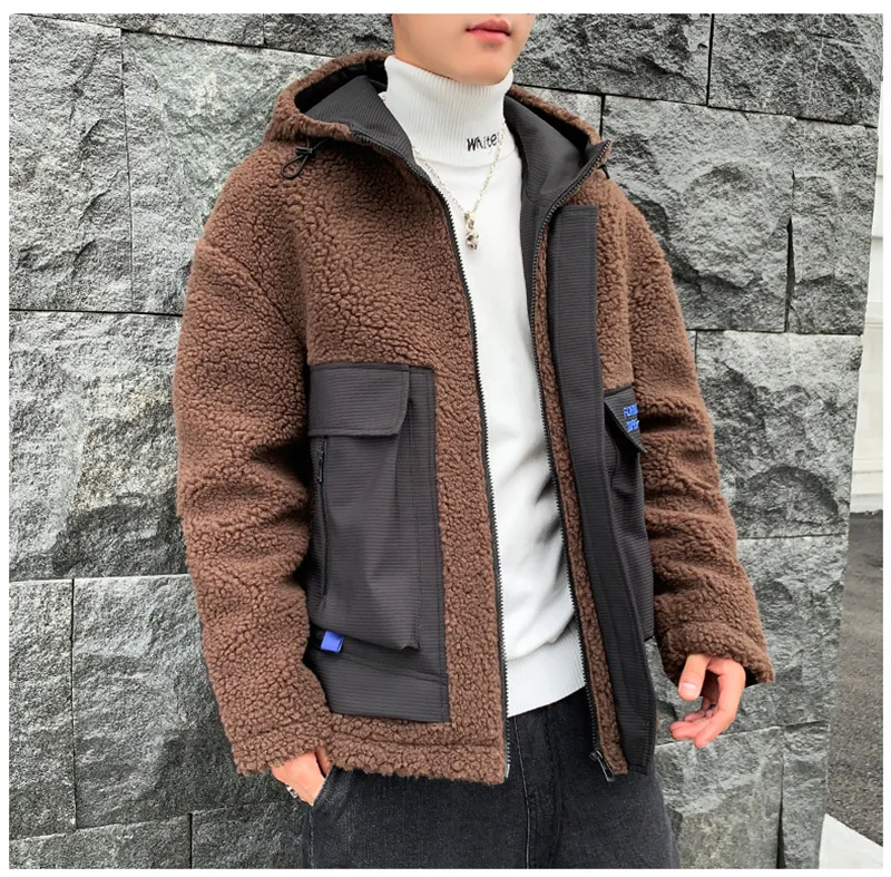 FOJAGANTO, Мужская зимняя флисовая куртка, Мужская брендовая уличная туристическая теплая куртка с капюшоном, лыжная походная удобная мужская куртка