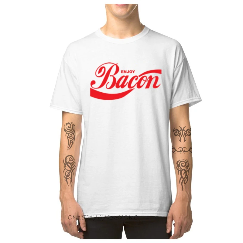 Casual Enjoy Bacon-1137 T Shirt for Boys New Design Summer Fall Round Collar Pure Cotton Short Sleeve T Shirt Clothing Shirt Enjoy Bacon-1137 white