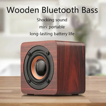 

Portable Retro Wooden Bluetooth Speaker Mini Outdoor Wireless Bass Loudspeaker Multifunctional VH99