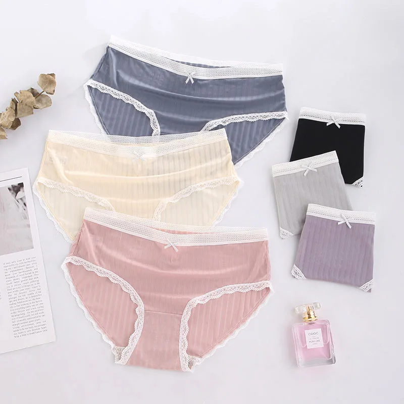 

Simple Cotton Seamless Lace Panties Women Soft Breathable Cute Colored Sexy Underwear Girls Cute Briefs Female Lingerie Tanga