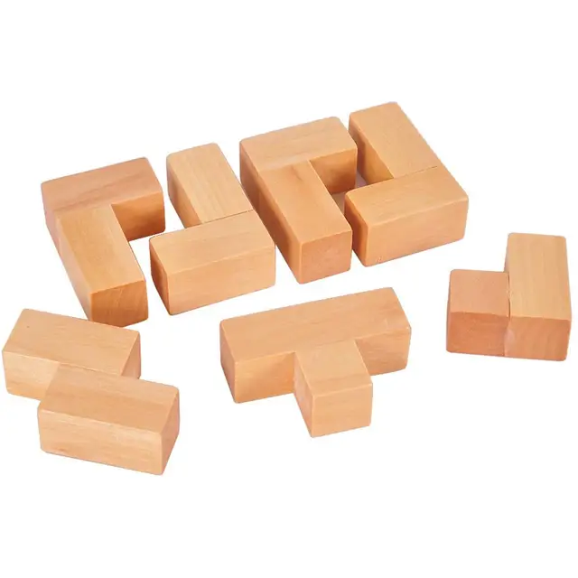 Wooden 7 Block Cube 3D Beech Handmade Vintage Ming Lock Luban Lock Wooden Toys Adults Puzzle Children Educational Kids Toys Gift 2