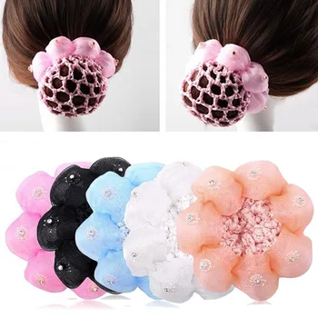 

Children Beautiful Dance Ballet Performance Hair Net Rhinestones Decoration Bun Cover Multicolor Hair Styling Accessories