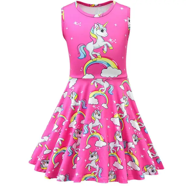 Unicorn Dress Girl Summer Princess Baby Party Frocks For Kids Vestidos Infantil Roupas Infantis Menina Toddler Haloween Costume 2