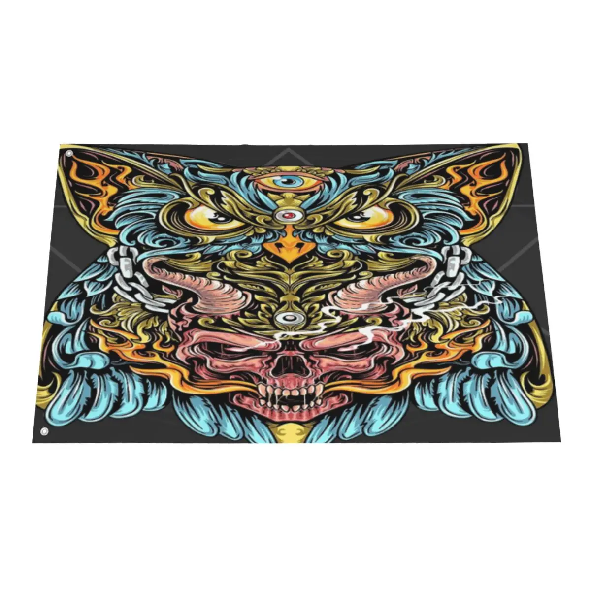 Owl And Skull With Horn Pride Flag Printed Gift Banner Home Outdoor Lgbt Croatia Palestine | Дом и сад