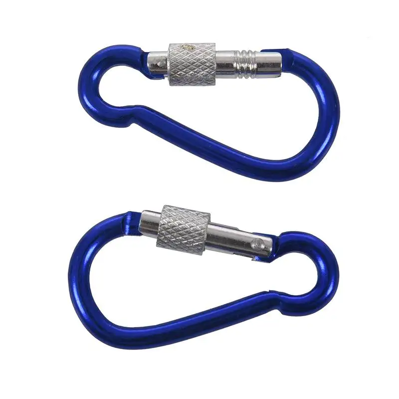 

2x Travel Blue Aluminum Alloy Spring Loaded Gate Carabiner Bag Hook