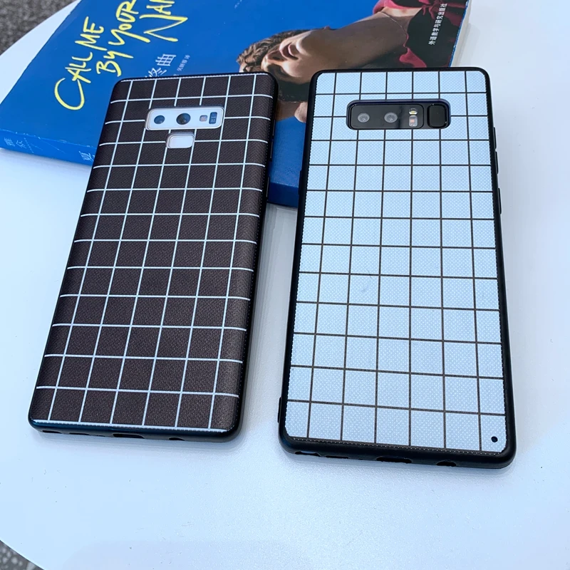 

For Samsung Galaxy S8 S9 S10 S10e J4 J6 Note 9 10 Plus M10 M20 M30 Simple Black White Check Grid Soft Silicone TPU Case Cover