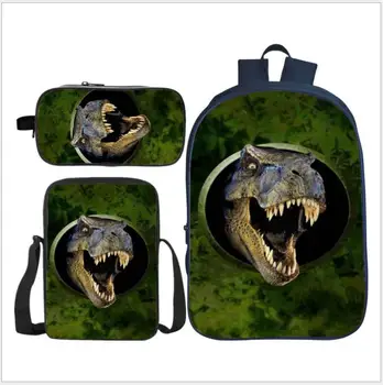 

Jurassic Park Dnosaur Pattern Children School Bags 3pcs/Set Primary School Backpack for Boys Backpacks Mochilas