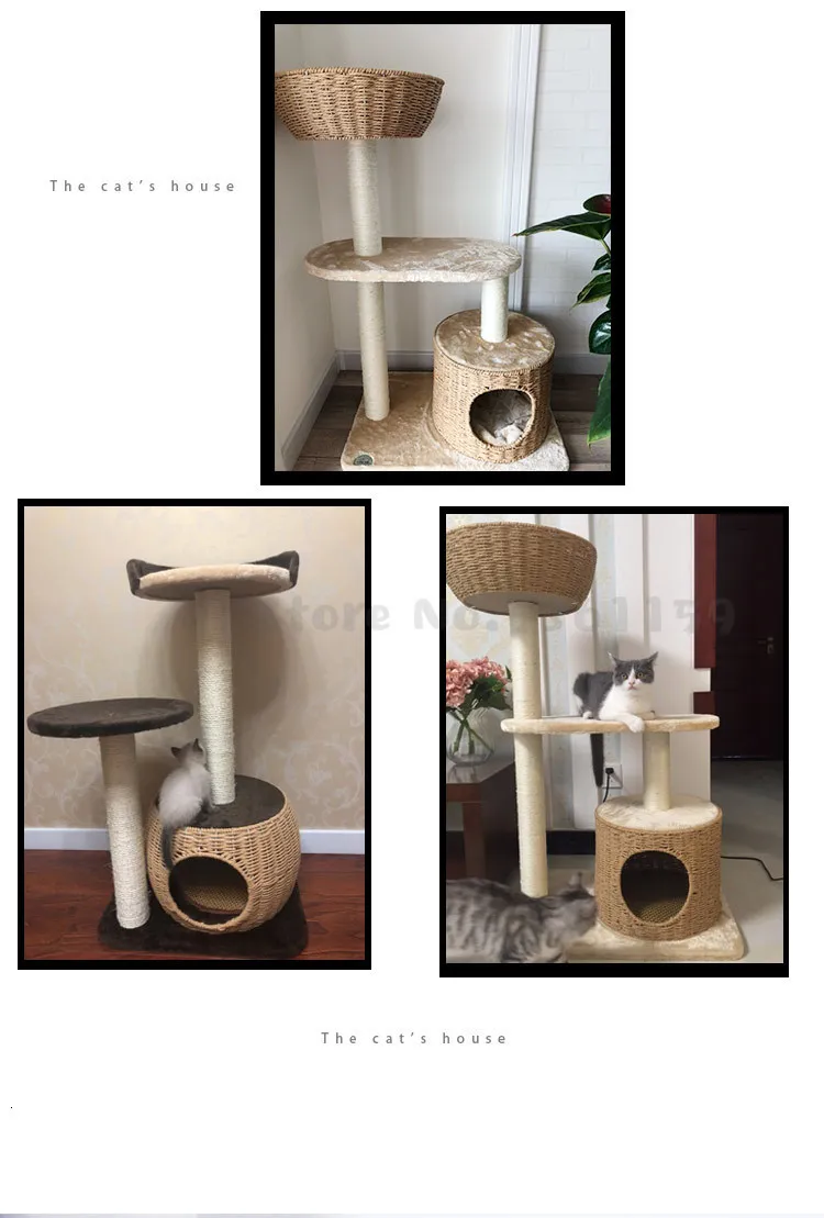 Cat Climbing Frame Big Cat Litter Cat Tree Sisal Hand-woven Cat Scratch Board Jumping Platform Cat House Climbing Cat