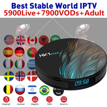 

HK1 MAX Android 9.0 Smart IPTV Box 4G 32G/64G Wifi BT4.0 IPTV Subscription France Portugal Arabic Belgium Italy UK Smart TV Box