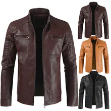 Мужская кожаная одежда для отдыха, Молодежная куртка на молнии, трендовая одежда из искусственной кожи