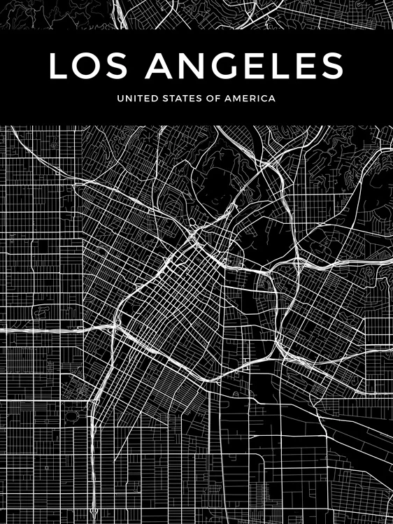 Los Angeles -Black На заказ, Современная черно-белая карта городов мира, Лондона, Парижа, Нью-Йорка, плакаты, Рим, Карта города, печать на холсте - Цвет: Los Angeles -Black