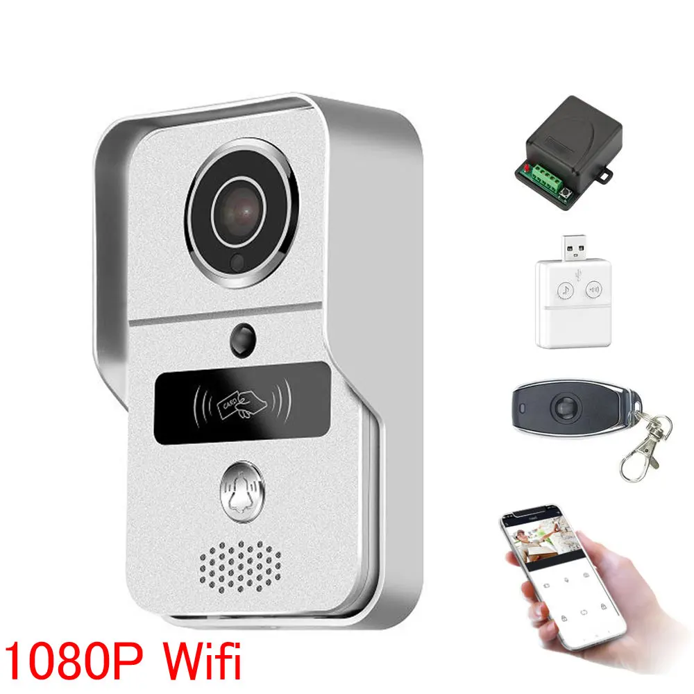 Wifi video door phone doorbell Wireless Intercom Support IOS Android RFID Keyfob Access Video Door Phone Intercom+Bell+32GB Card