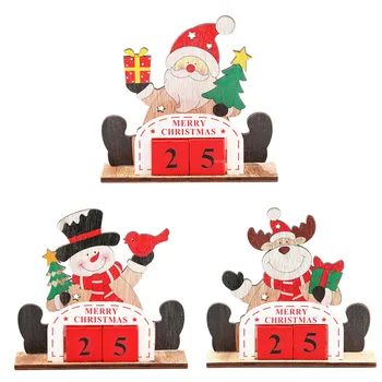 

Christmas Santa Claus Snowman Elk Countdown Wooden DIY Calendar Ornaments Christmas Decorations for Home Navidad Decor New Year