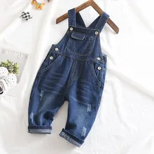 Рост 80-100 см, новинка года, Осенний джинсовый комбинезон для маленьких мальчиков модные стильные детские джинсовые штаны, детские джинсовые комбинезоны детские джинсы
