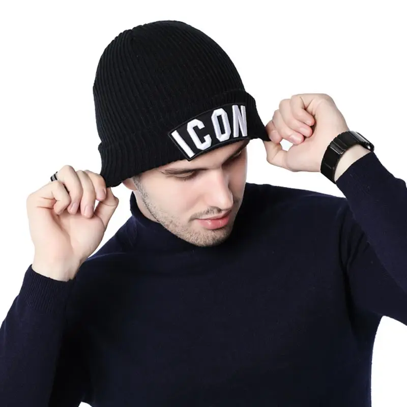 ICON winter mutsen, шапки для мужчин, черная шапочка, шапка Dsqicond bone gorros mujer invierno chapeu masculino touca, зимняя мужская шапка