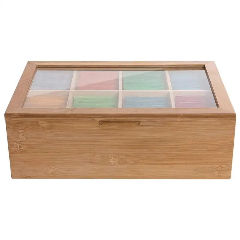 Новинка 12 дюймов деревянная коробка для чая 8 отсеков контейнер для хранения деревянный подарочный магазин экологичный многоцелевой Контейнер Чехол