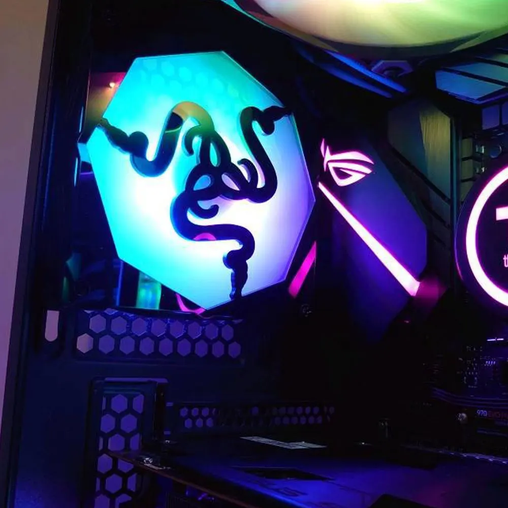 Description Picture 2 of item12x12cm Dragon Pattern Fashion Acrylic Cooling Fan RGB Cover Computer DIY Cpu Cooler Cpus Cooling Radiator PC Dust Filter